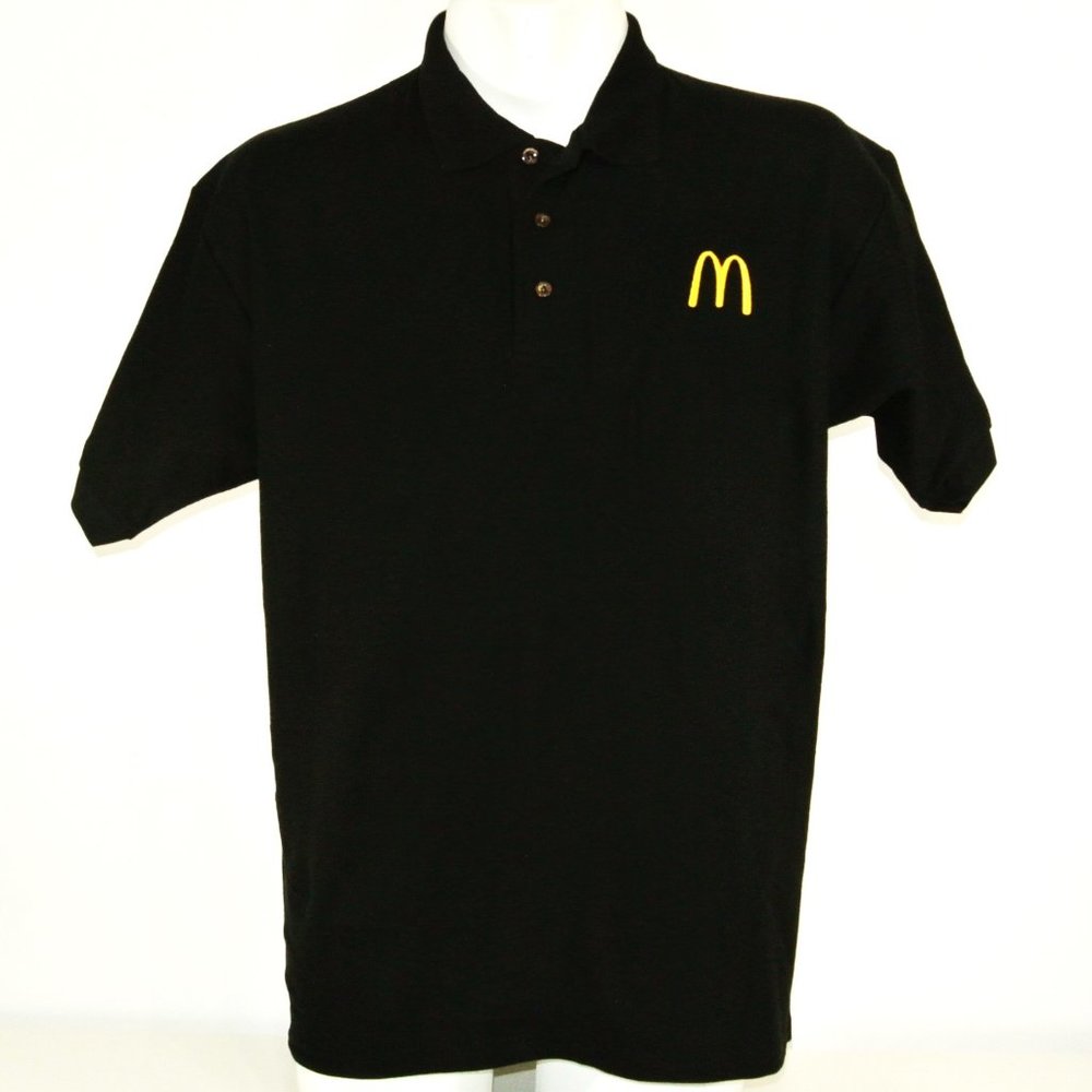 McDONALD'S Fast Food Employee Uniform Polo Shirt Black NEW Size S Small - Picture 2 of 7